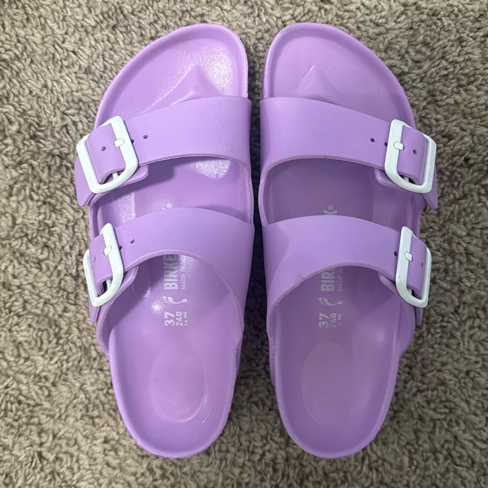 Purple rubber Birkenstocks